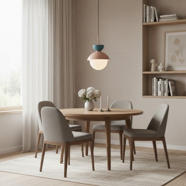 Frovela Nordic Macaroon Pendant Lamp with Globe Design - Aluminum Lighting for Bedroom or Living Room K2144