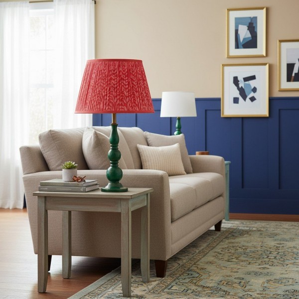 Grainora Table Lamp with Wooden Grain Base - Fabric Lampshade for Living Rooms K2145