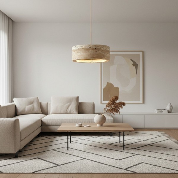 Kairis Travertine Natural Stone Pendant Light - Vintage Style Lighting for Dining and Living Spaces K2136