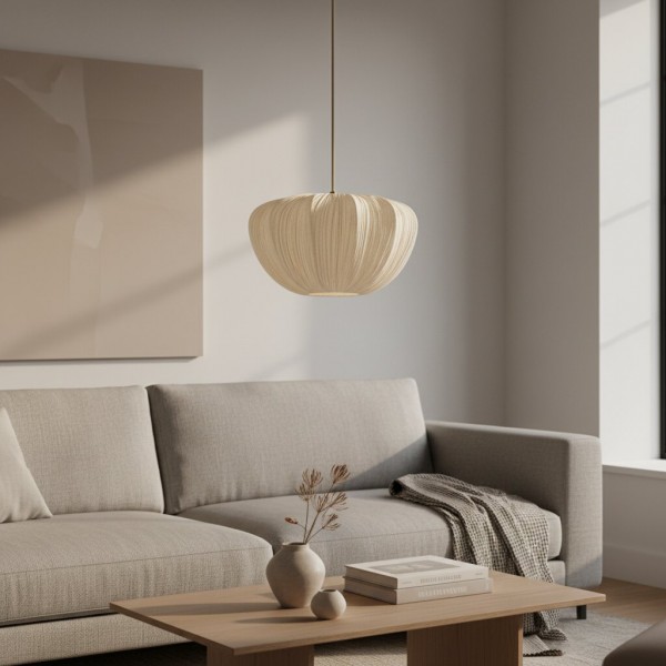 Linbron Pendant - Soft Linen Shade & Curved Frame Modern Ceiling Light for Dining Room K2054