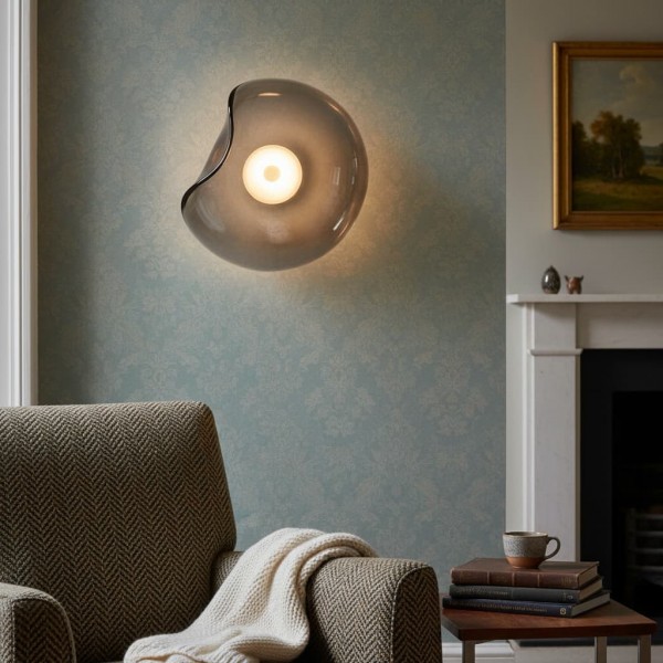 Lunacrest Curved Nebula Inspired Wall Light - Artistic Glass Lighting for Hallway K2161
