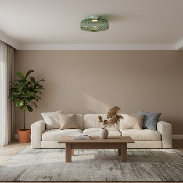 Ripplara Water Ripple Glass Ceiling Lamp with Vintage Style - Flush Mount Design for Bedroom K2155