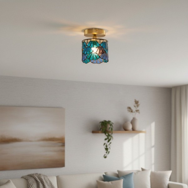 Vintagia Tiffany Style - Stained Glass Ceiling Light Decorative Pattern Ceiling Lamp for Living Room K2138
