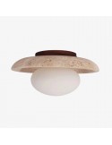 Calivra Modern Travertine Round Ceiling Light - Minimalist Flush Mount Lamp for Hallway and Bedroom K2079