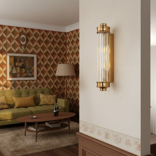 Bravira Ribbed Cylindrical Glass Wall Sconce - Modern Nordic Wall Light for Hallway and Living Space K2255