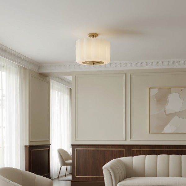 Enoravelo Farmhouse Ceiling Fixture - Scalloped Glass Shade with Vintage Design for Interiors K2224