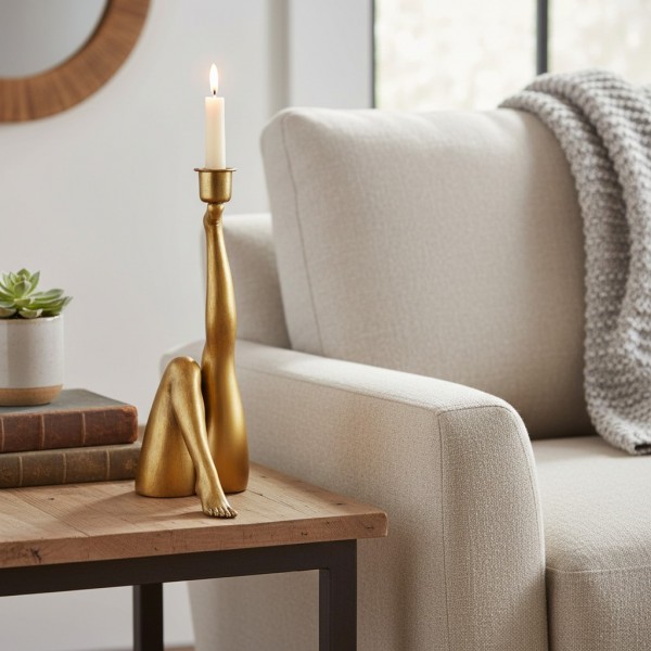 Kickra  Modern Designer Candle Holder with Gold Leg-Inspired Base K2221