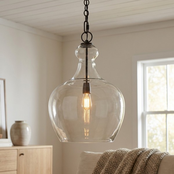 Lirra Hand Blown Glass Hanging Light - Industrial Style for Living Rooms and Entryways K2239