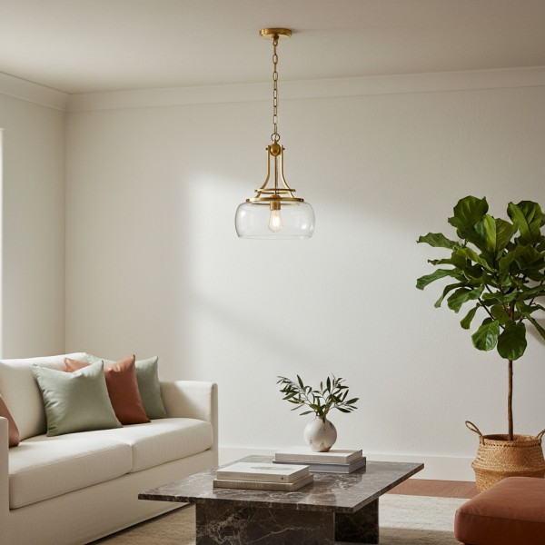 Lirra Vintage Transparent Glass Dome Pendant Light - Classic Industrial Style for Entryway K2233