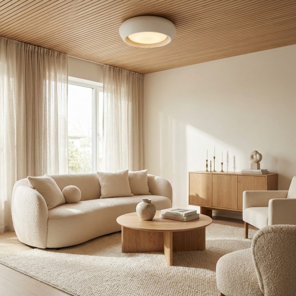 Monocem Minimalist Concrete Ceiling Fixture - Stylish Flush Mount Light for Living Room K2235