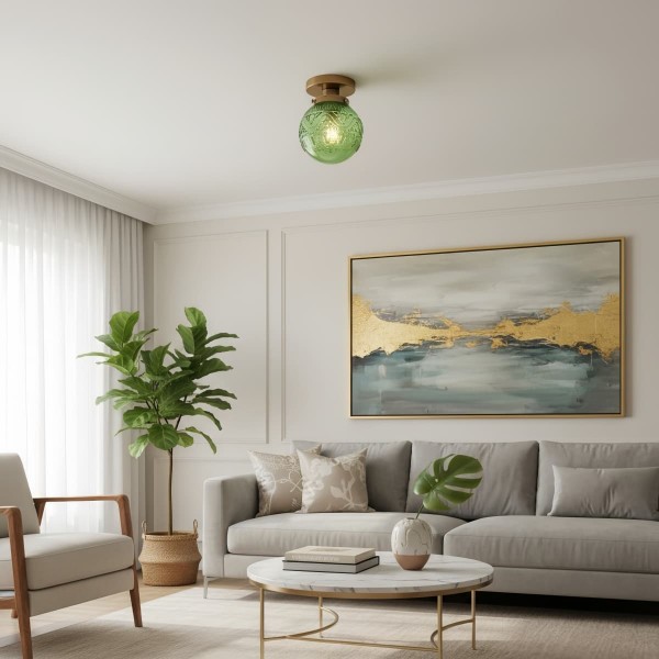 Naveliro Sphere Glass Flush Mount Ceiling Light - Timeless Design for Living Room and Kitchen K2231