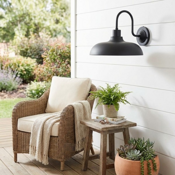 Velara Industrial Metal Rustic Dome Wall Sconce - Classic Curved Outdoor Wall Light for Porch and Patio K2249