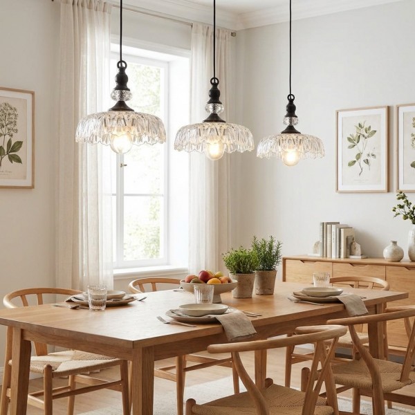 Verdoma Flower Glass Pendant Light - Vintage Floral Design for Living and Dining K2257