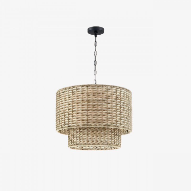 Rattanvo Dubbele Trommel Hanglamp van...