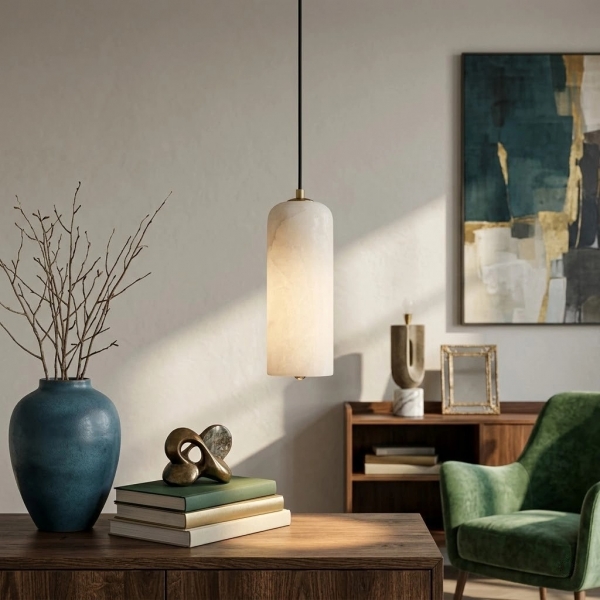 Alabresca Mid Century Alabaster Pendant Light - Multi Head Hanging Lamp for Kitchen Island K2317