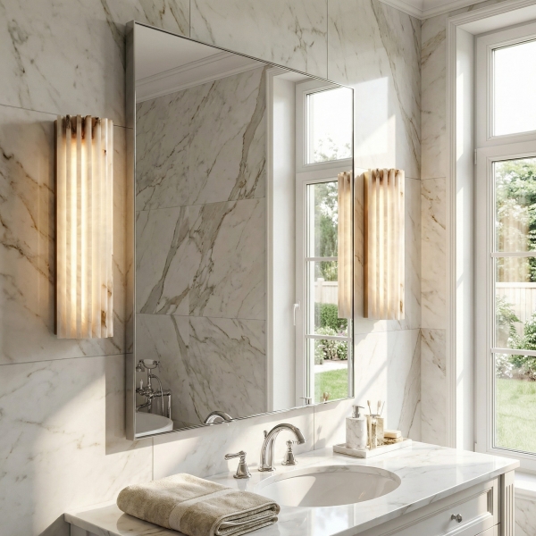 AlaVelle Contemporary Alabaster Wall Lamp - Minimalist Wall Light for Bedrooms and Hallways K2307