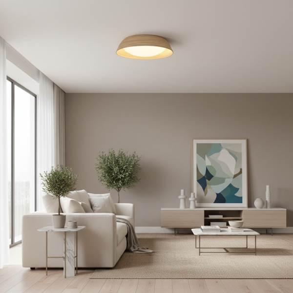 Bambori Japandi Style Bamboo Textured Ceiling Lamp - Natural Accent Light for Living Room K2271
