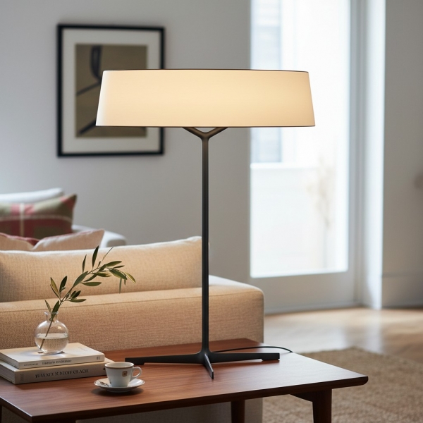 Delvara Modern Decorative Table Lamp - Metal Base Desk Lamp with Parchment Shade for Nightstand K2314