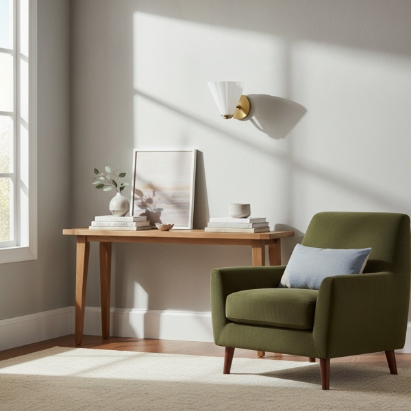 Mivie Modern Rippled Milk Glass Wall Sconce - Compact Profile for Bedrooms and Hallways K2337