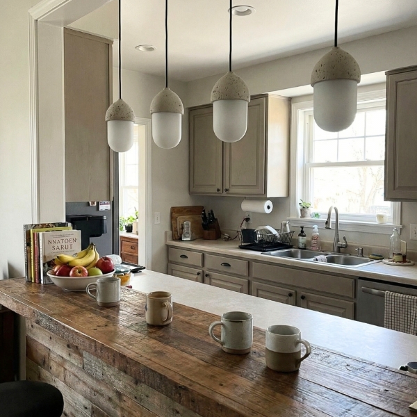 Orbaltis Modern Orb Cluster Pendant - Natural Stone and Glass Hanging Lamp for Living or Kitchen K2266