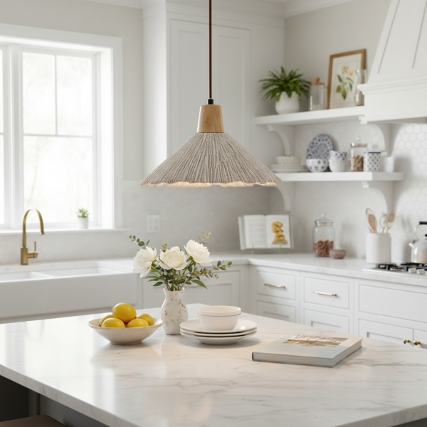 Solaraeon Pleated Pendant Lamp Modern Industrial Hanging Light for Dining and Living Spaces K2295