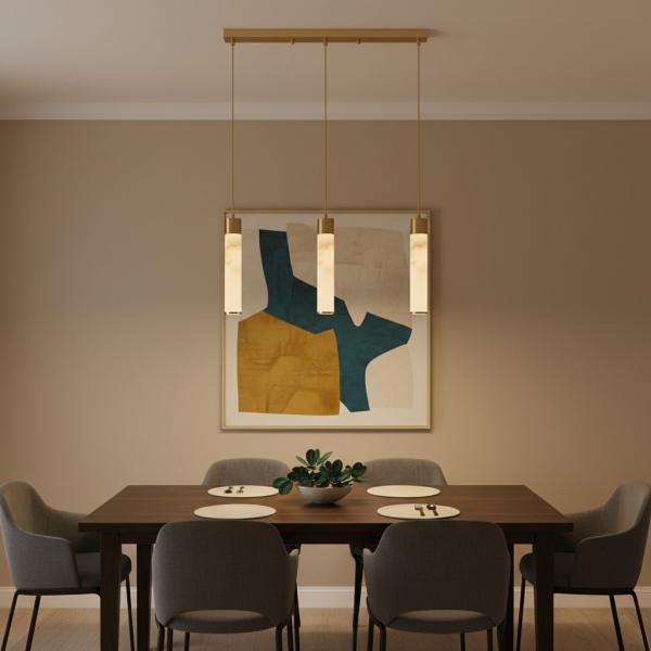 Solaryx Minimal Cylindrical Silhouette Pendant Light - Modern Style Lamp for Kitchen or Dining Room K2300