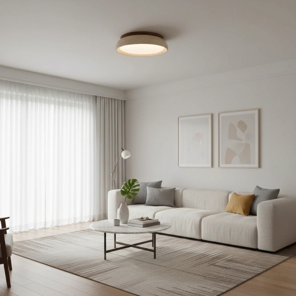 Torvella Round Ceiling Light Sculptural Disc Flush Mount - Modern Natural Bedroom Lighting K2296