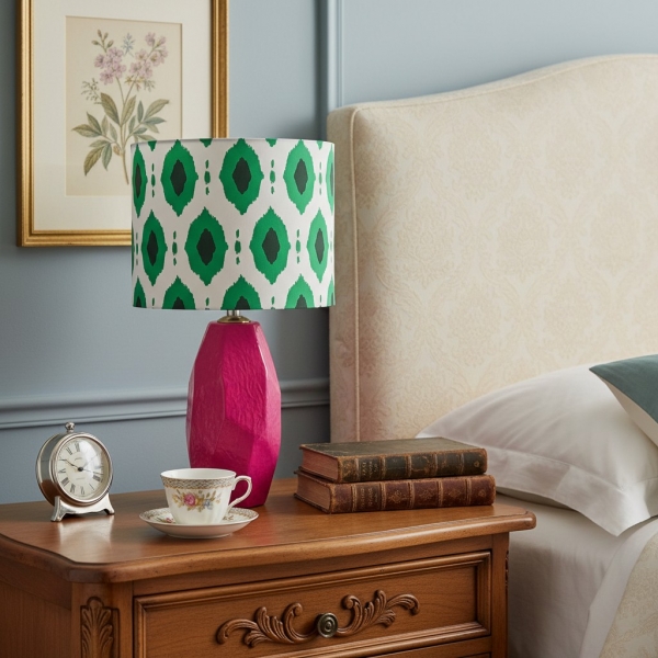 Arivane Sculptural Ceramic Table Lamp – Decorative Fabric Shade Table Light for Side Tables