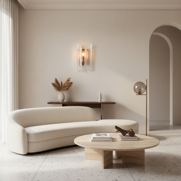 Velora Layered Textured Glass Wall Lamps - Suitable for Living Rooms and Hallways