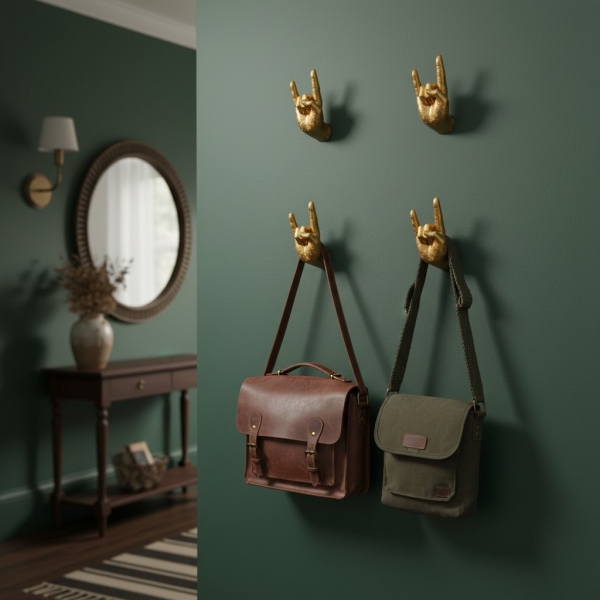 Kickra Rock On Wall Hands Gold Set - Decorative Wall Accents for Contemporary Interiors