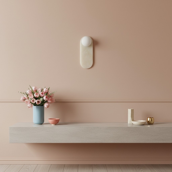 Vinbrea Stone Wall Lamp Organic Texture - Mid-Century Accent Light for Bedroom and Hallway K2402