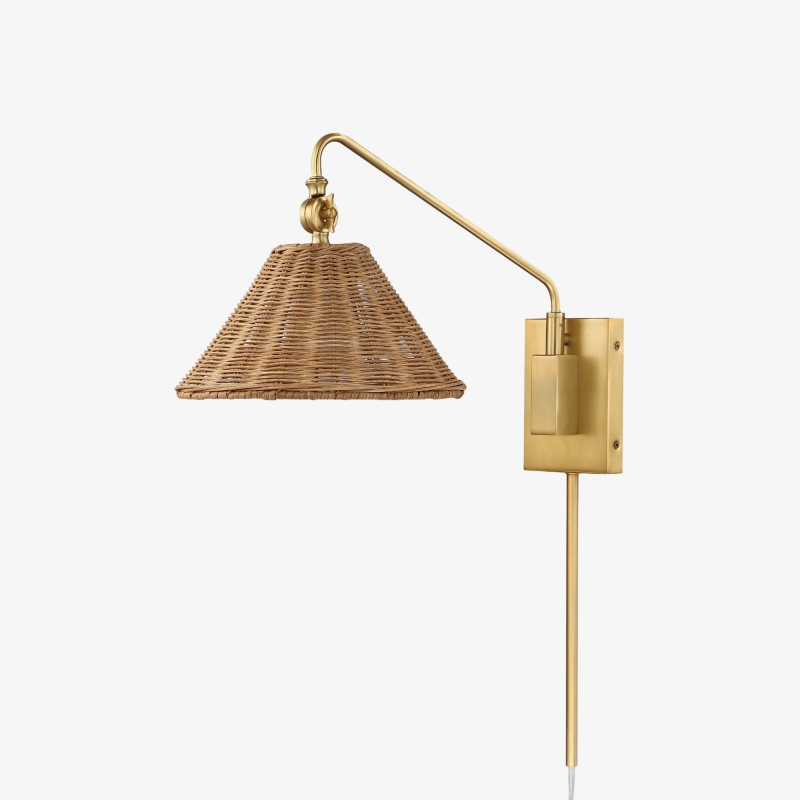 Welanery Swing Arm Rattan Wall Sconce...