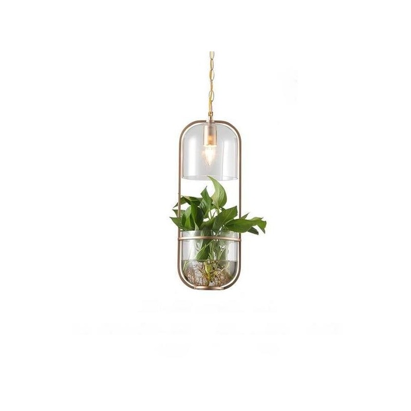 Glazen hanglamp met waterplanten