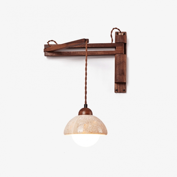 Adjustable Travertine Dome Wall Sconce D382