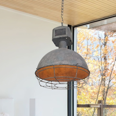 Caged Industrial Metal Pendant Light D469 2