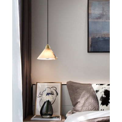 Conical Brass Alabaster Pendant Lamp D425 2