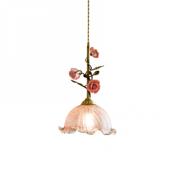Lalique Rose Glass Pendant Lamp D674