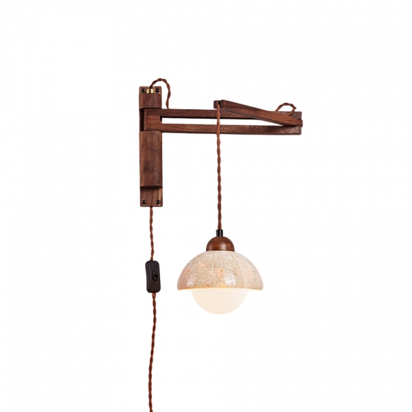 Tia Travertine Swing Arm Plug-in Sconce D685