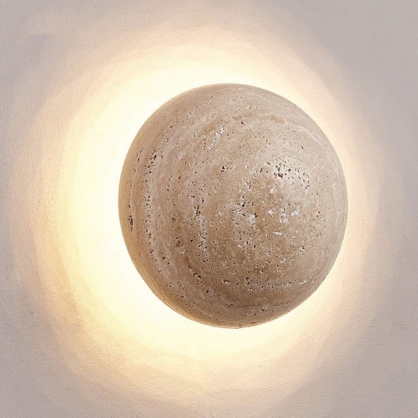 Amber Loft Travertine Round Sconce Wall Light D885