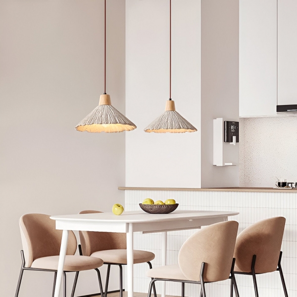 Cream Retro Wabi-Sabi LED Pendant Light D919