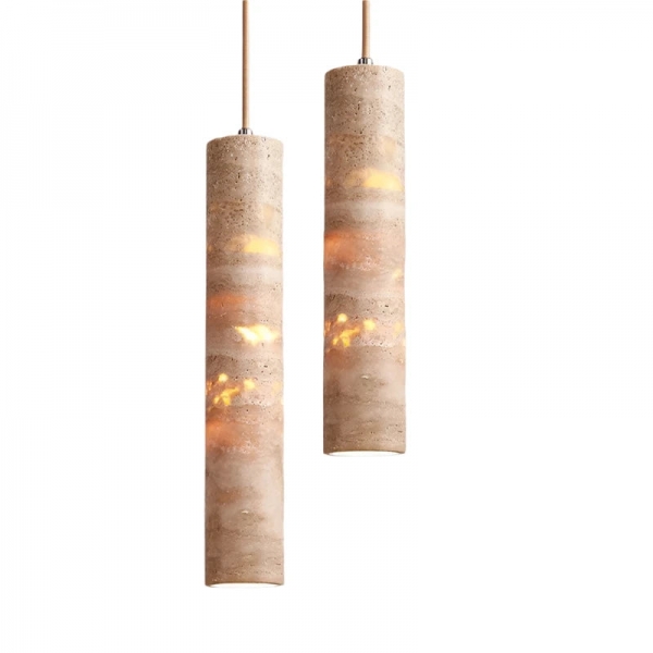 Cream Travertine Tube Pendant Light D912