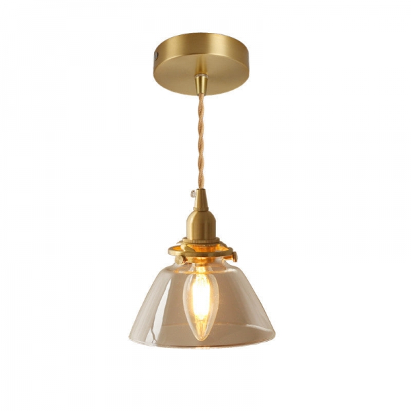 Jasmine Vintage Brass Glass Pendant Light D950