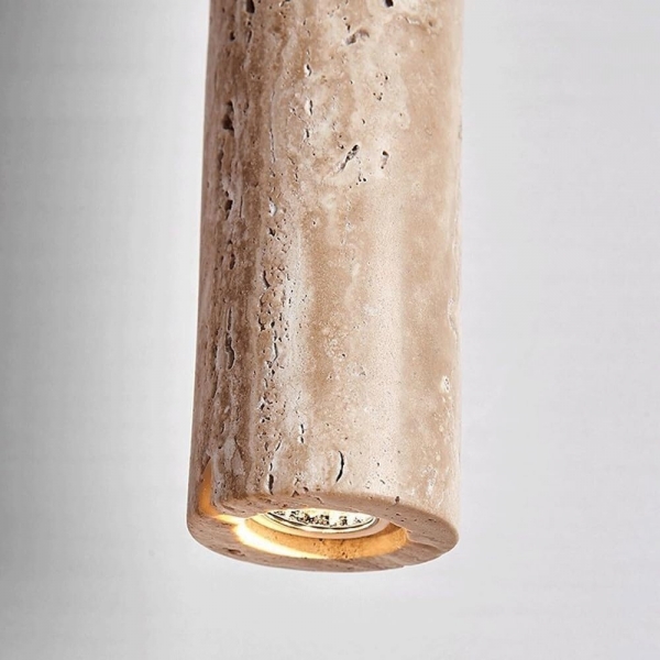 Marbled Travertine Cylinder Modern Pendant Light D857