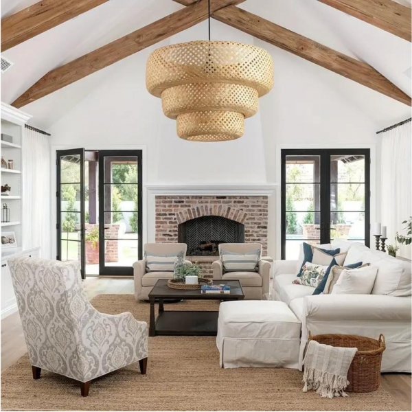 Boho Bamboo Pendant Light Fixture D897