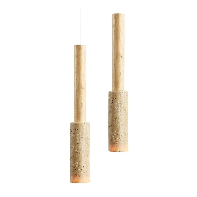 Cream Travertine Long Tube Pendant Light D932
