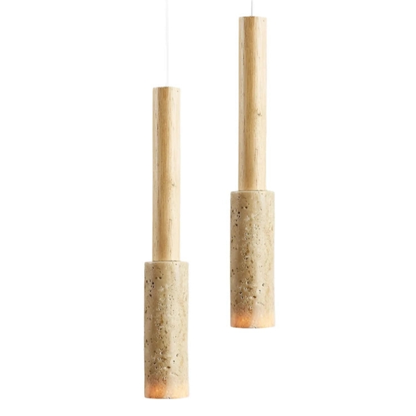 Cream Travertine Long Tube Pendant Light D932