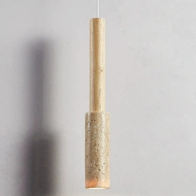 Cream Travertine Long Tube Pendant Light D932 2