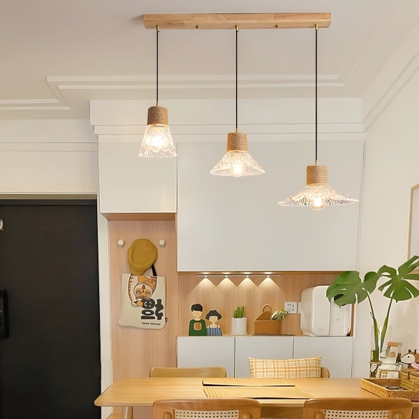Nordic Hemp Rope Glass Pendant Light D938