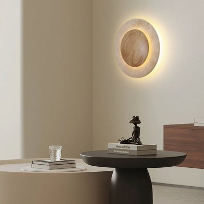 Round Travertine Wood Wall Light D880 2