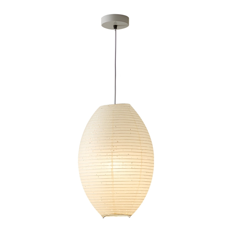 Traditional Japandi Wabi-Sabi Elliptical Paper Pendant Light D942